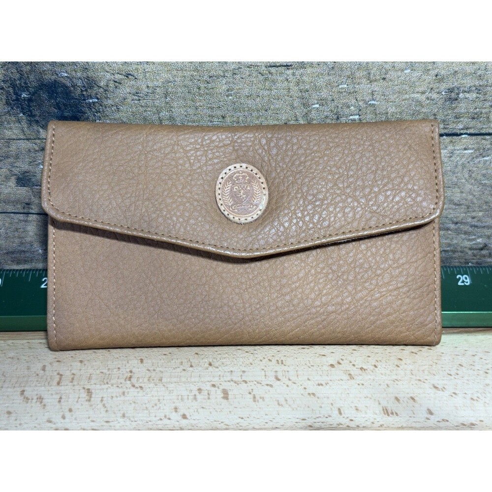 NEW JOHN WEITZ Vintage Brown Leather Trifold Wallet Organizer Clutch Check Call